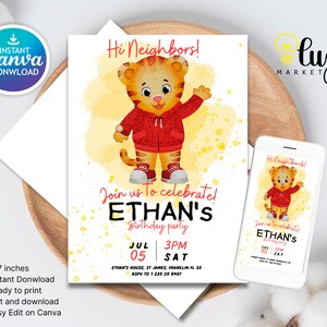Printable Editable Birthday Invitation, Daniel Tiger Birthday ...