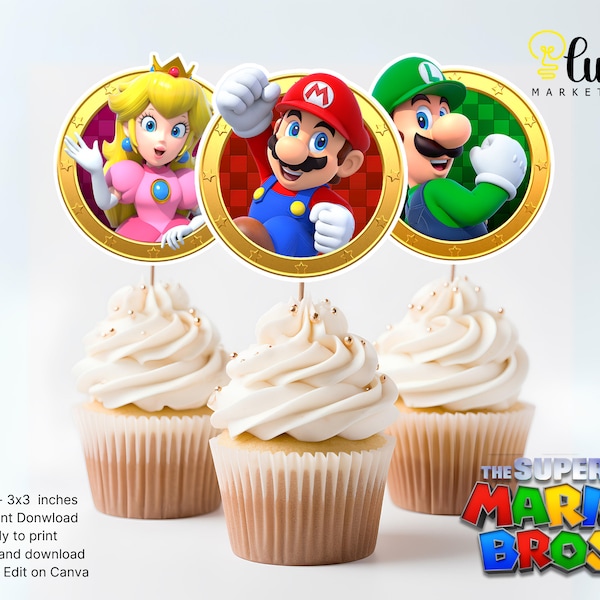 Mario Bros Geburtstagskind Cup Cakes | Mario Geburtstag Cup Cakes | Mario Geburtstagsparty Thema Cup Cakes | Kindergeburtstag Cup Cakes