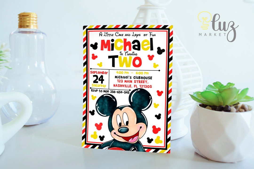 Mickey Mouse First Birthday Invitation Boy Party Editable Template ...