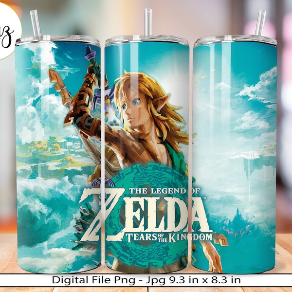 The Legend of Zelda 20oz Skinny Tumbler Sublimation Design Digital Download,Zelda Tears Of The Kingdom