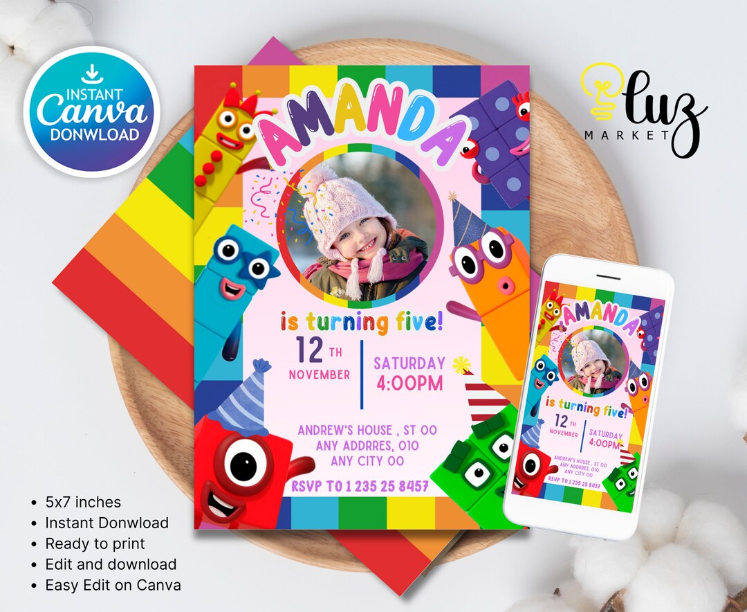 Numberblocks Invitation Number Blocks Girl Numberblocks Birthday ...