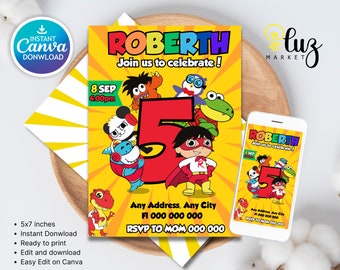 Digital &amp; Printable Birthday Ryan Party Invitation Custom Personalized ...