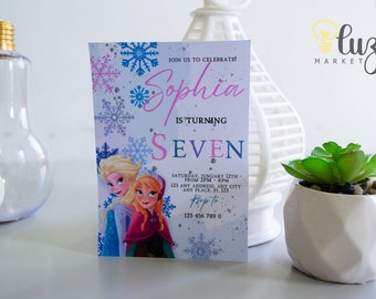 Editable Frozen Birthday Invitation Template, Princess Elsa Girl Evite, Instant Download, Digital Birthday Party Invite for Girls, Printable