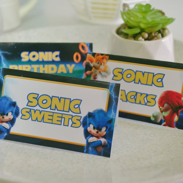 Sonic Food Label, Sonic Birthday Food Tent, Food Cards, Instant Download