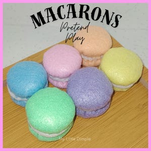 Pastel Felt Macarons 6 pcs, Tea Party Pretend Play, Kitchen Play Set, Educational Toys