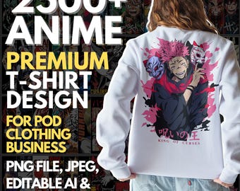 Premium Anime T-shirt design for clothing business and personal use! (2500+ with 1800+ freebies)