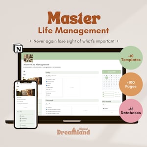 Master Life Management Notion Template 2024, All-in-One Personal and Business Notion Template Minimal Aesthetic