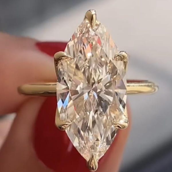 Marquise Moissanite Cluster Ring: Vintage Halo Sterling Silver Wedding Ring