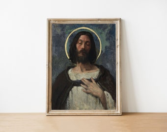 イエス・キリストのヴィンテージ肖像画、キリスト教カトリックの壁掛け