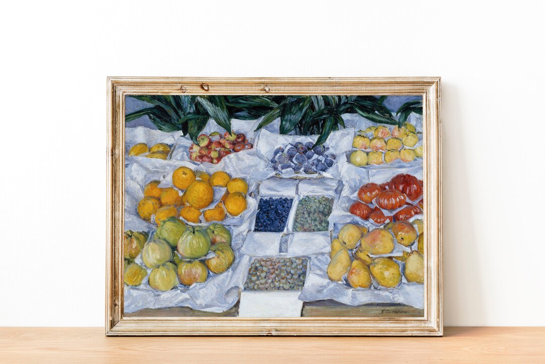 Market Fruit Stand Painting, Farmhouse Decor, Still Life Oil Painting