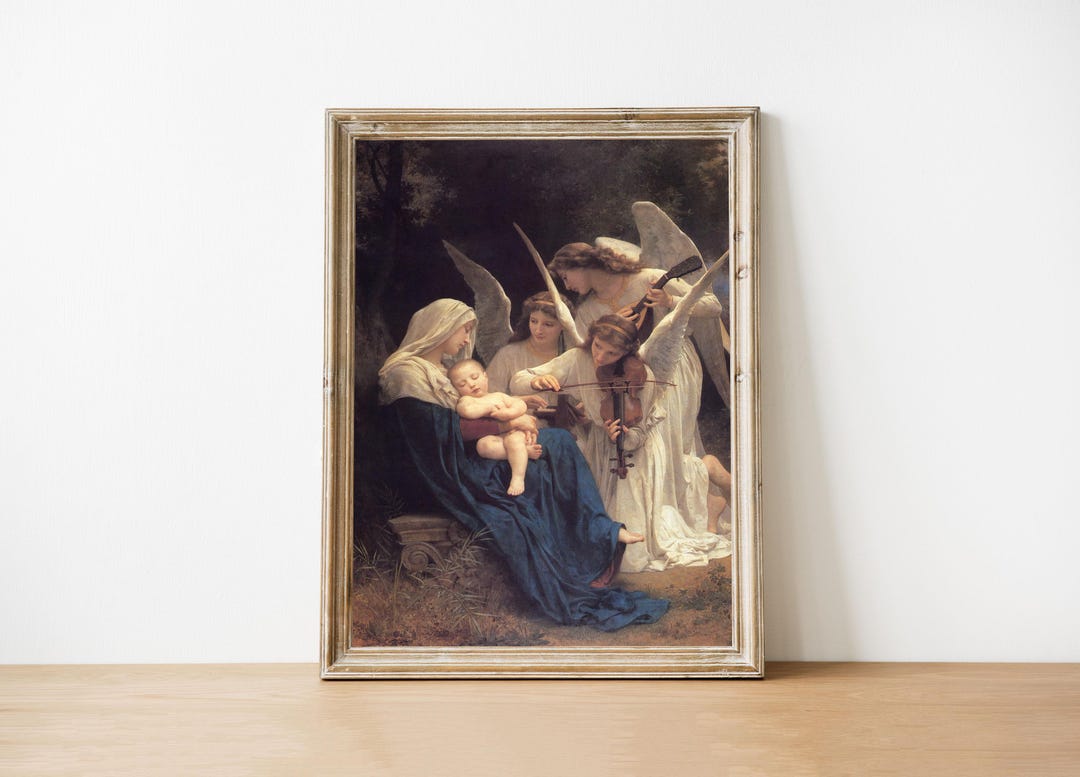Song of the Angels Oil Painting: Catholic Wall Art, Virgin Mary & Jesus ...
