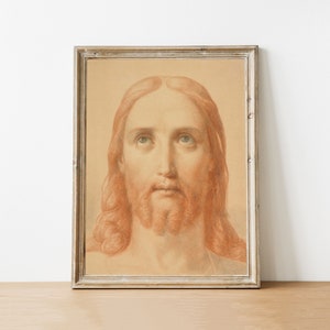 Portretafdruk Jezus Christus, traditionele katholieke kunst, Jezus kunst, neutrale muurkunst, katholieke geschenken, afdrukbare muurkunst, digitale download