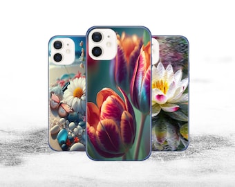 Floral Glitter iPhone Case, Fantasy Flowers, Soft TPU Gel