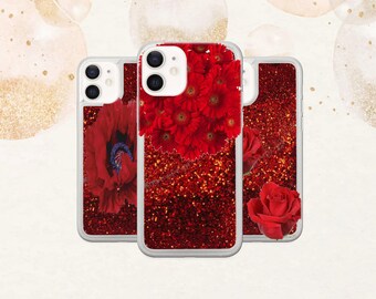Petals Liquid Glitter Phone Case, Floral iPhone Cover
