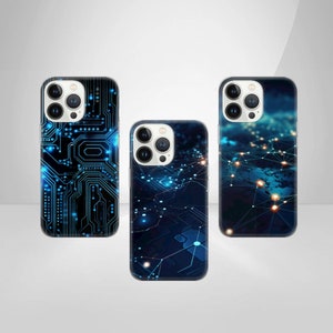 Capa de tecnologia de telefone digital para iPhone 15 14 13 SE Samsung S24 S23 FE A25 A15 Pixel 8A 7 Pro