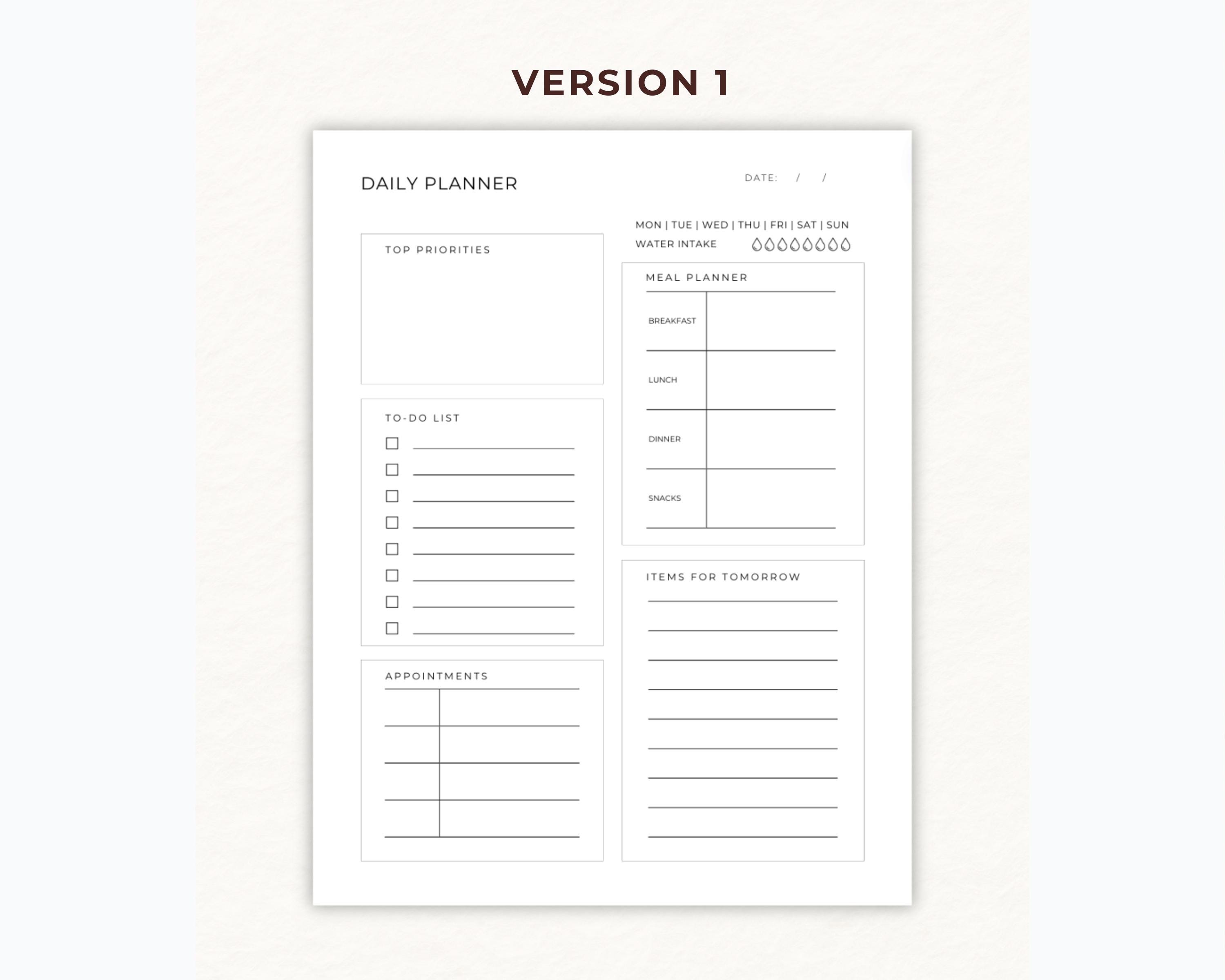 Printable Daily Planner Template: To-do List, A4 A5 Letter Size (PDF ...