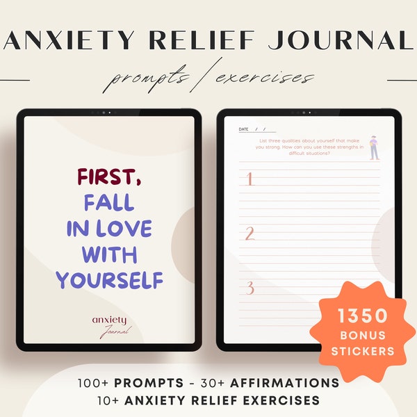 Anxiety Relief Journal with Prompts Printable Anxiety Diary GoodNotes Journal Pdf Anxiety Worksheets Printable Journal Self Care Workbook