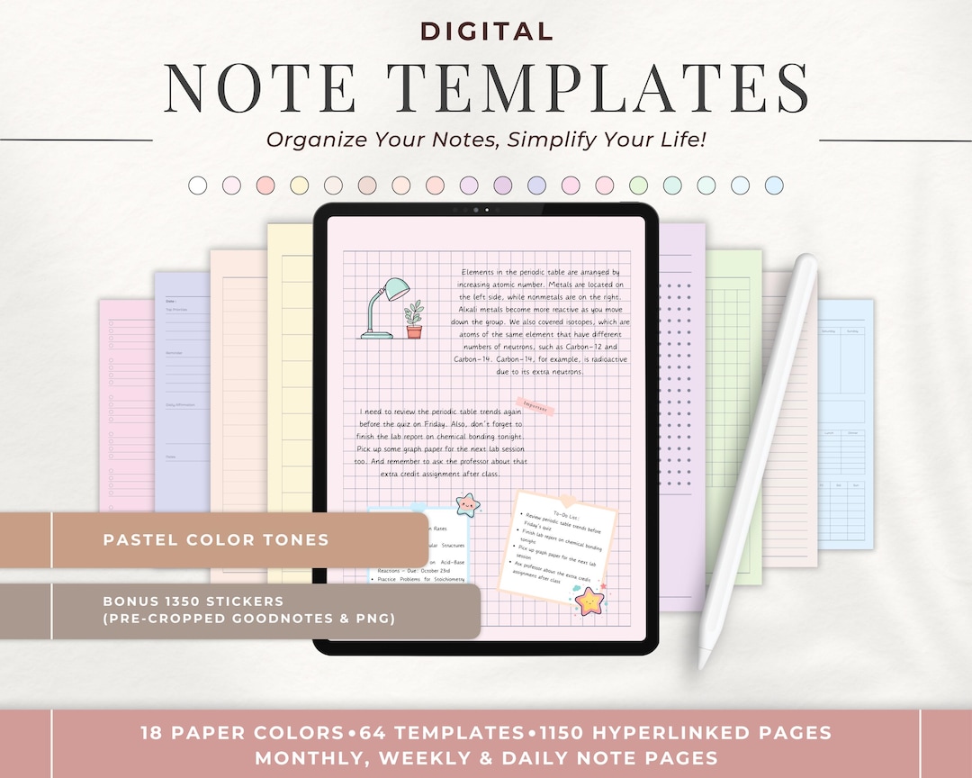 Digital Note Templates Goodnotes, iPad Note Taking Templates, Digital ...