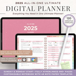 2025 Digital Life Planner: Daily, Weekly, Monthly (Goodnotes & Notability Templates)