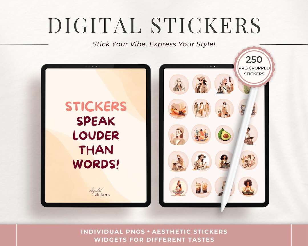 Aesthetic Goodnotes DIGITAL STICKERS, Pre-cropped Goodnotes Stickers ...