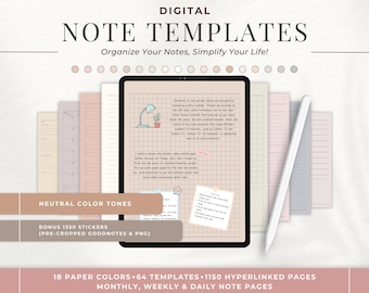 Digital Note Templates: Neutral Cornell Notes for Goodnotes (Digital Download)