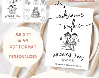 Personalized Wedding Activity Book for Kids, Custom Wedding Acitivity Page, Wedding Party Favor Kit For Kids Wedding Table Coloring Page