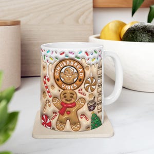 Vakantiemok Gingerbread Vibes | Feestelijke kerstkoffiekop | Mok Gingerbread Man | Gezellige winterservies | Cadeau voor de feestdagen