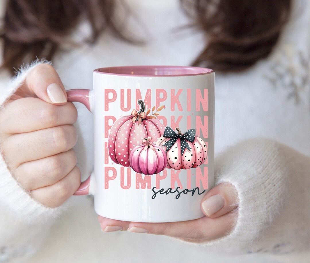 Pink Pumpkin Coffee Mug | Girly Fall Decor, Autumn Gift - Etsy