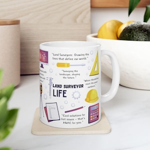 Landvermesser Tasse | Vermessungsleben Kaffeetasse | Geomatik Geschenk | Übersicht Crew Humor Tasse | Vermesser Geschenk | Konstruktion Feldbecher