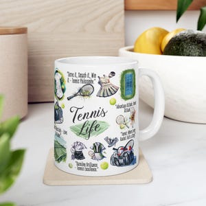 Tennis Life Mug | Funny Tennis Lover Gift | Women’s Sports Mug | Tennis Coach Coffee Cup | Athletic Humor Office Mug