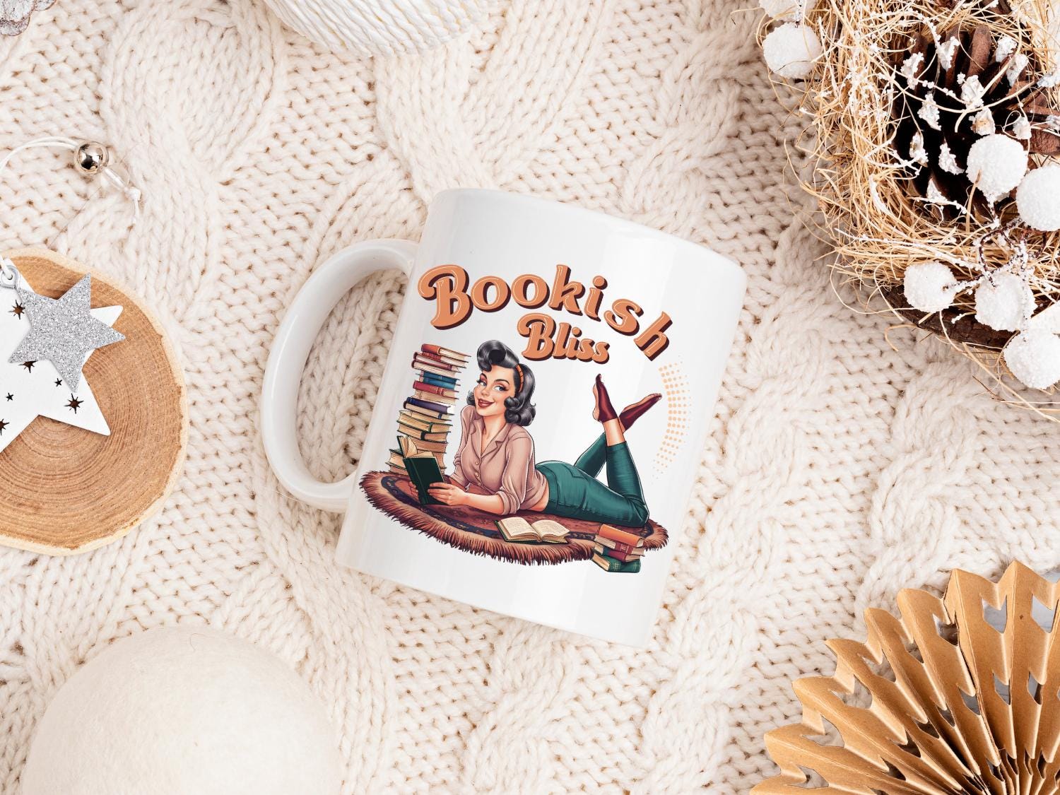 Bookish Bliss Mug | Vintage Book Lover Coffee Cup | Cozy Reading Aesthetic | Retro Reader Gift | Bookworm Gift Idea | Literary Coffee Mug