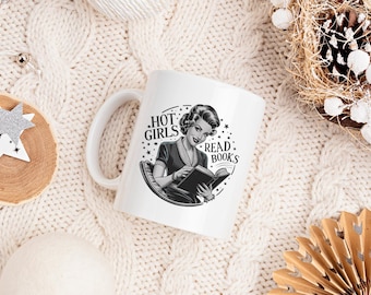 Taza retro "Chicas atractivas leen libros" / Regalo para amantes de los libros