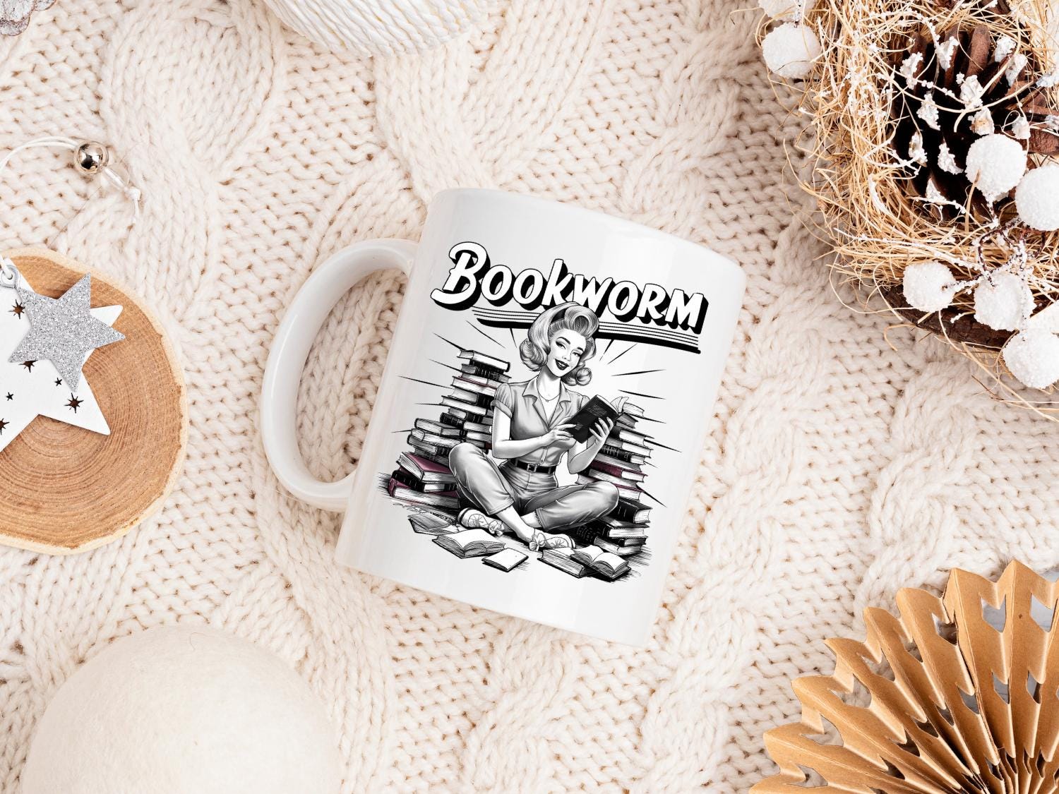 Bücherwurm Tasse: Retro Comic Lesere Kaffeetasse