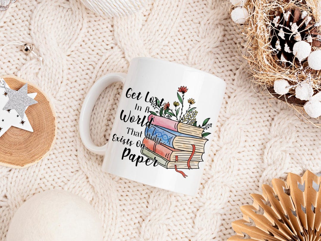Floral Book Stack Mug: Literary Reader Coffee Cup - Etsy