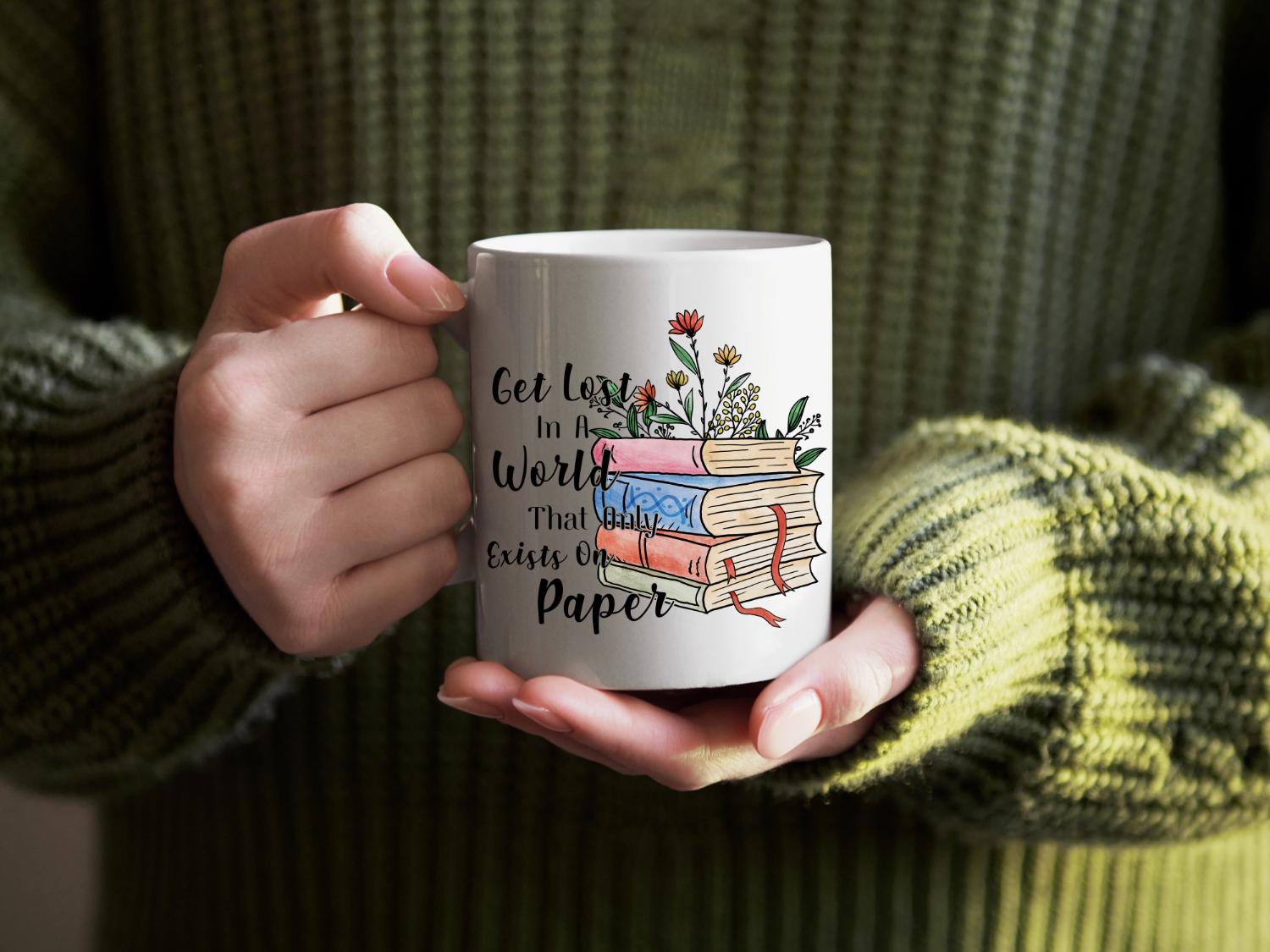 Floral Book Stack Mug: Literary Reader Coffee Cup - Etsy