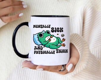 Taza de café con rana divertida: regalo de humor para enfermos mentales y físicos.
