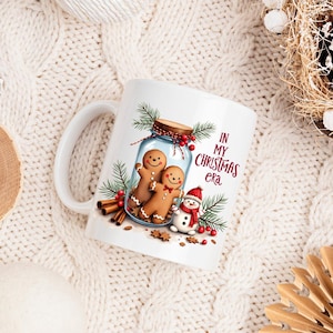 In My Christmas Era Mug | Festive Gingerbread Coffee Cup | Holiday Cheer Mug | Cute Snowman Christmas Mug | Cozy Christmas Gift