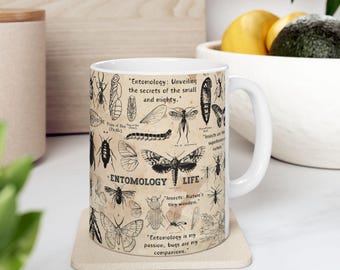 Entomology Life Mug: Vintage Insect Illustrations, Bug Lover Gift
