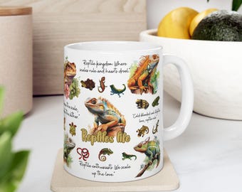 Taza para amantes de los reptiles: Arte colorido de lagartos, serpientes y gecos