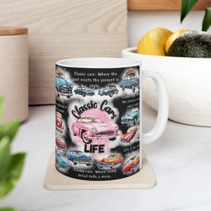 tasse classique d&#39;amant de voiture | Tasse à café voiture rétro | cadeau automobile vintage | Mug amateur de voiture | Tasse à café hot rod | Décoration de voiture de collection