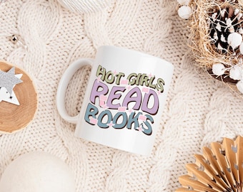 Taza de chicas atractivas leyendo libros: Divertida taza de café para ratones de biblioteca