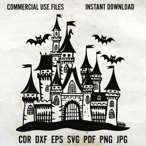 Haunted House SVG, Grand Haunted House Svg, Halloween Clipart, Horror Scene Dxf Haunted Mansion Decoration Png Spooky Mansion Silhouette Png