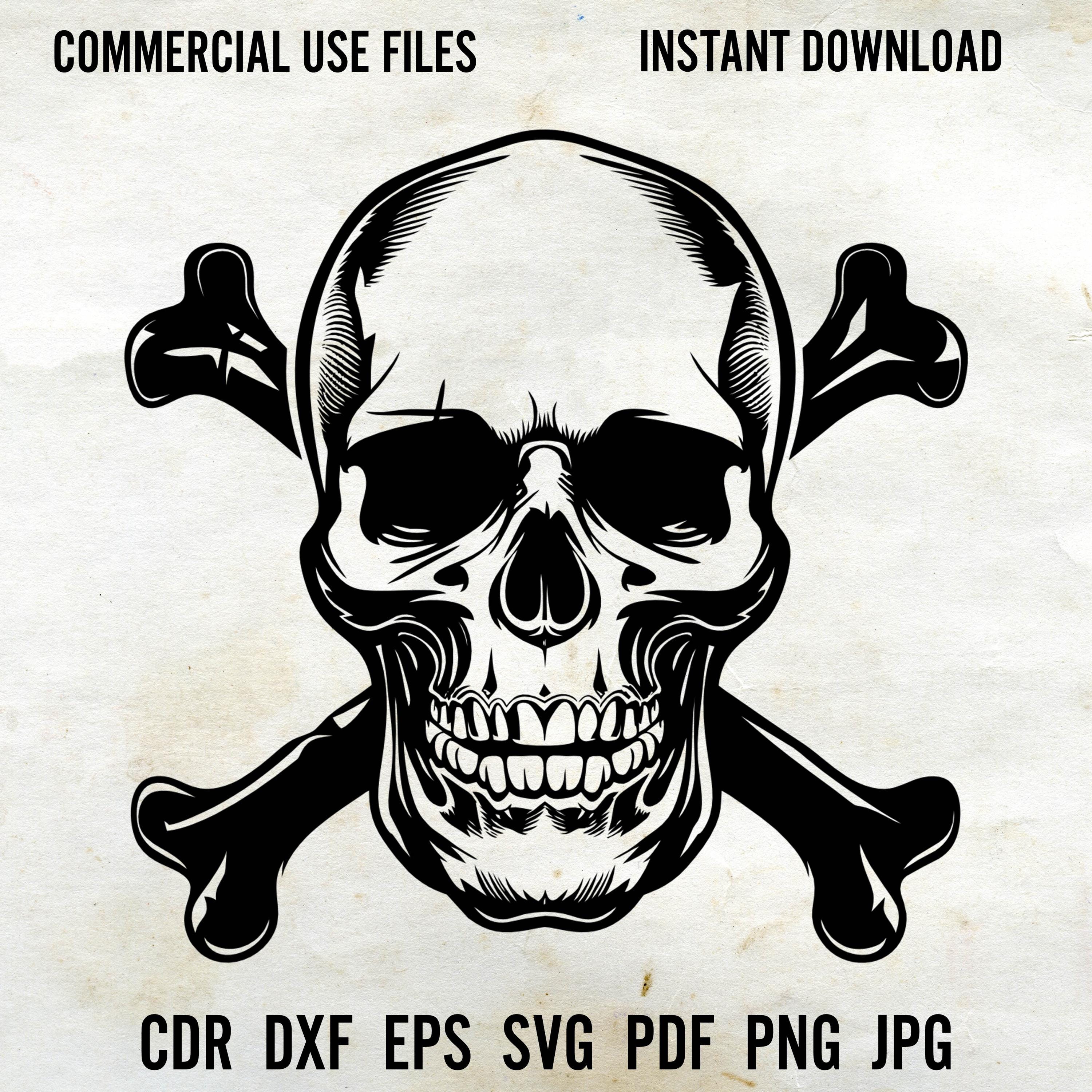 Pirate Skull & Crossed Swords | Svg Png Dxf Eps Pdf | Vector Graphic ...