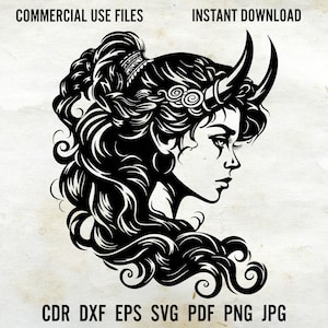 Valkyrie svg, Viking woman warrior svg, Valkyrie Eps, freya design, norse mythology svg, viking cricut, celtic warrior png, viking clipart.