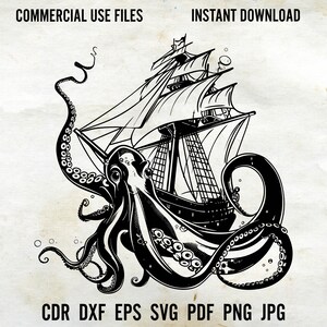 Octopus SVG, Ocean animals SVG, Octopus fsle for cricut, dxf for plasma, sea animals file for laser, Octopus clipart, Octopus Silhouette