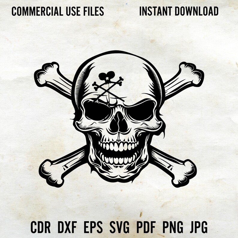 Pirate Skull & Crossed Swords Svg Png Dxf Eps Pdf Vector Graphic Design ...