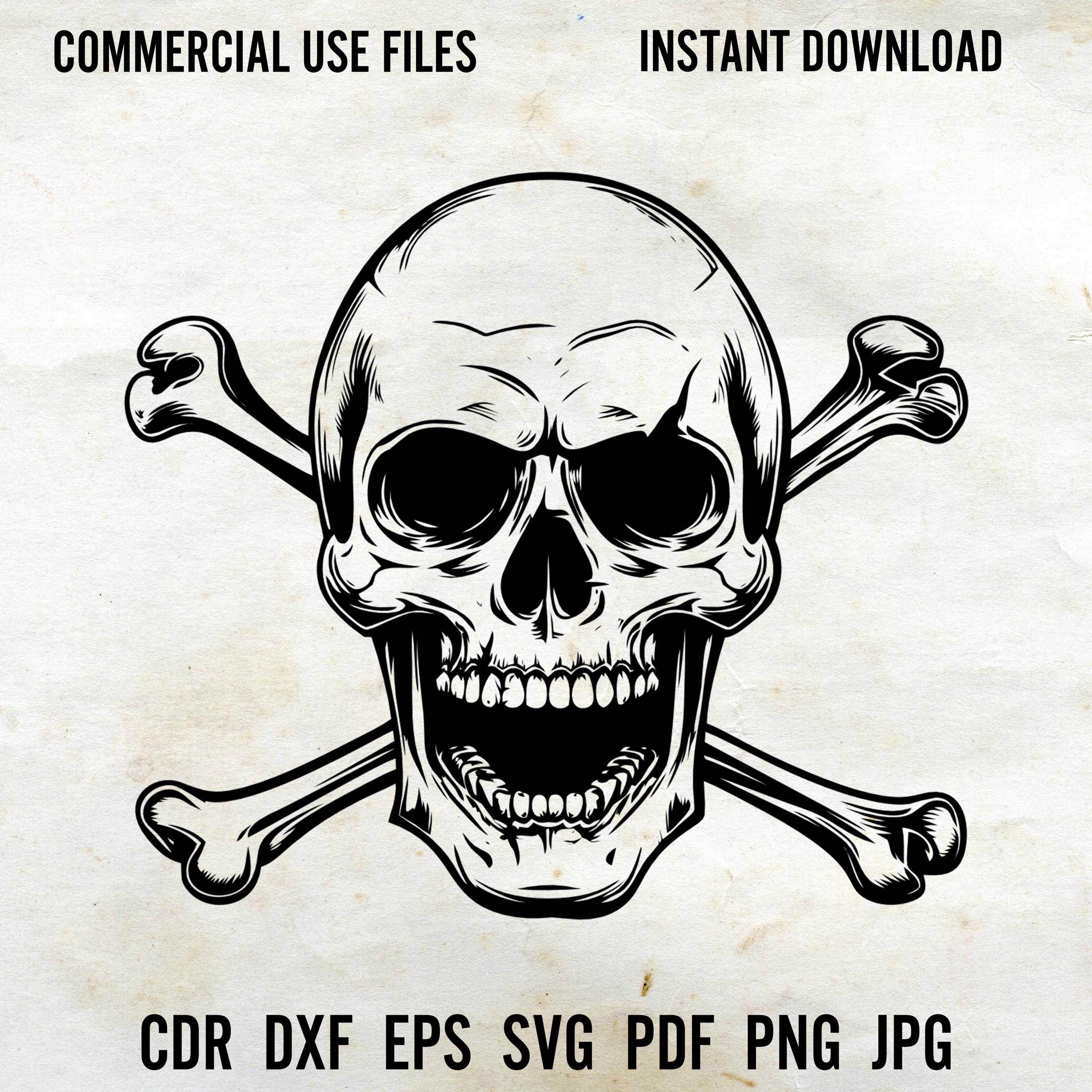 Pirate Skull & Crossed Swords | Svg Png Dxf Eps Pdf | Vector Graphic ...
