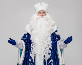 Santa suit in blue color with hand embroidery