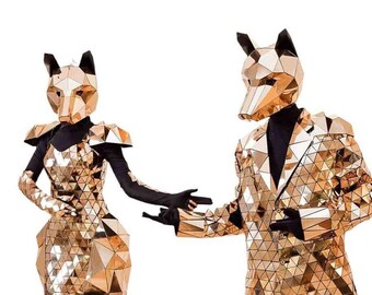 Mirror fox costume paired gold