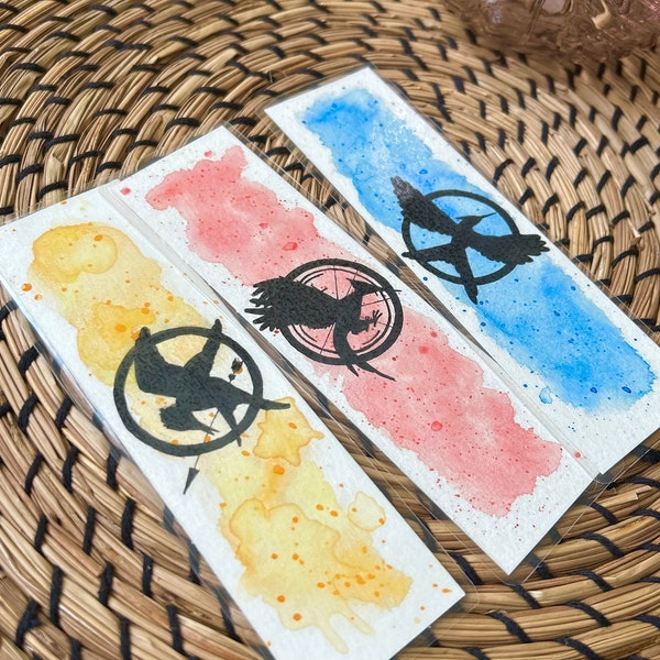 Hunger Games watercolor bookmark // The Hunger Games - Catching Fire - Mockingjay watercolor bookmark